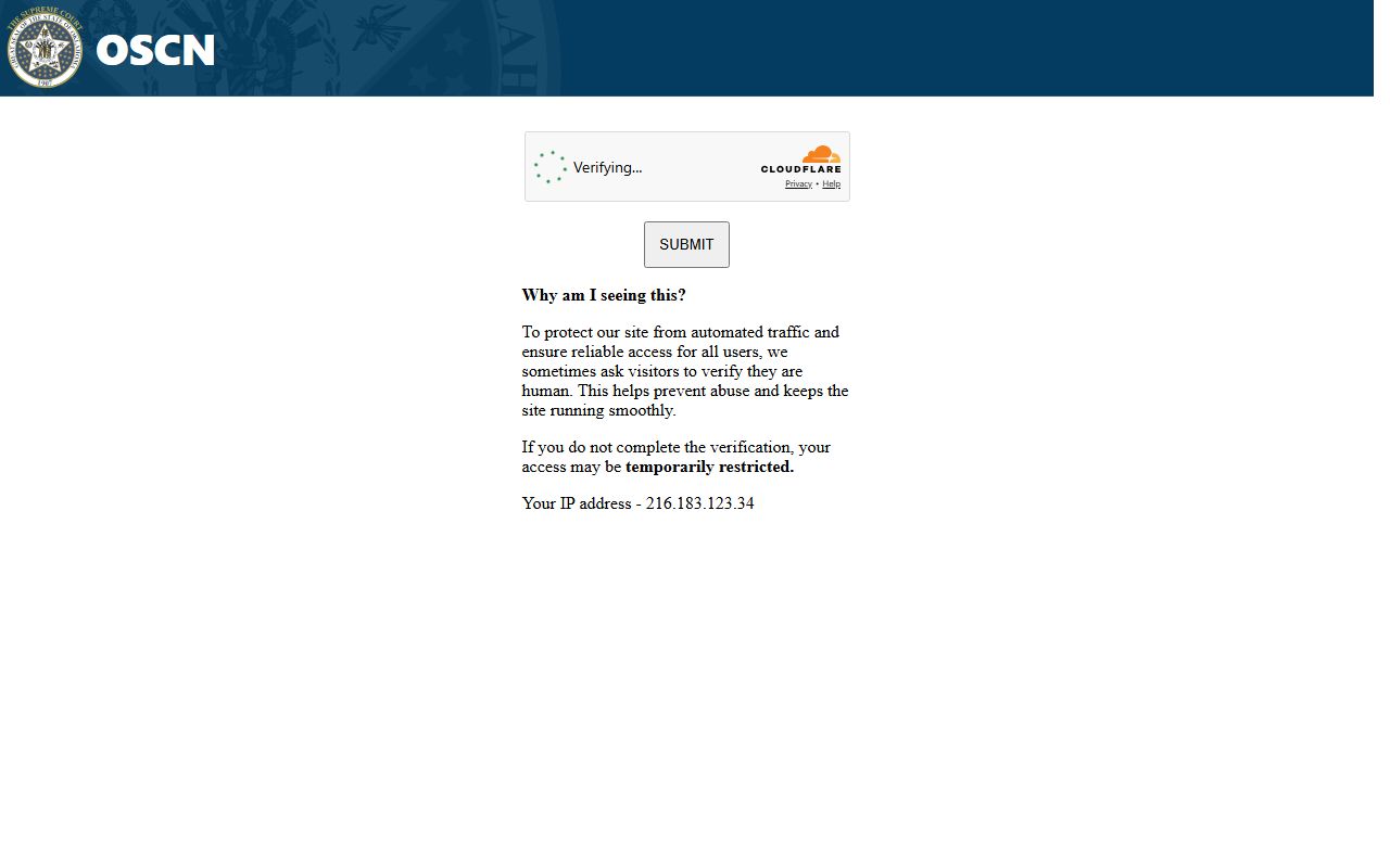 Blaine County court docket sample traffic case on OSCN