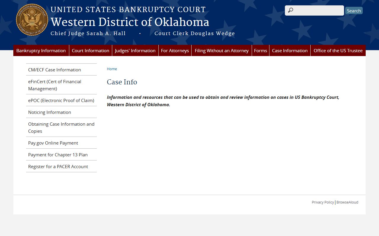 Blaine County criminal records compared to the Western District bankruptcy court case-info page