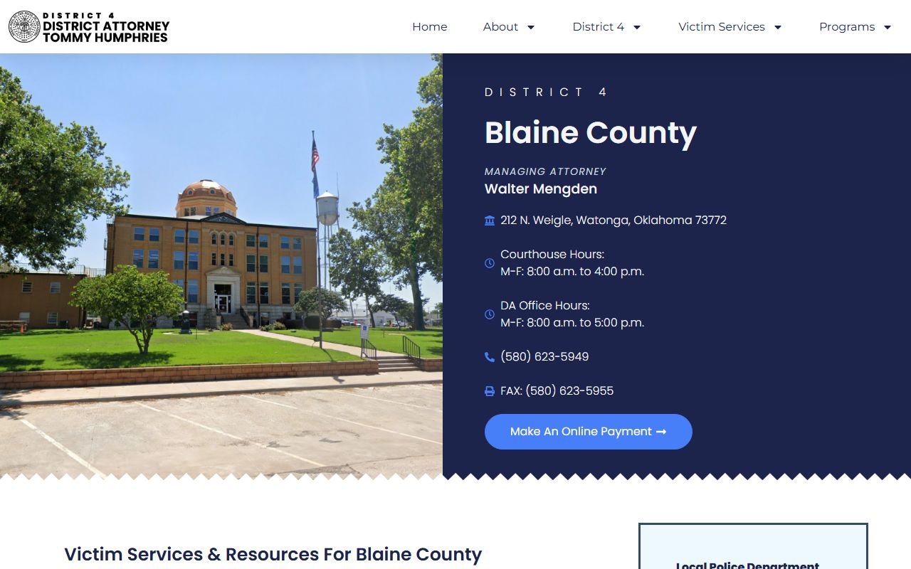 District Attorney District 4 Blaine County page tied to the Blaine County District Court