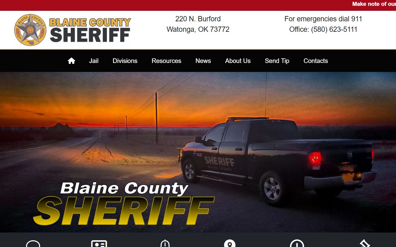 Blaine County Sheriff's Office homepage and inmate roster portal